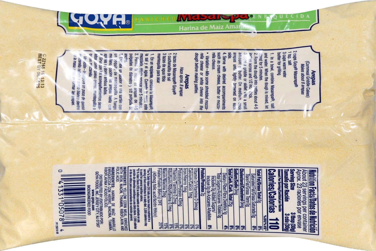 Goya Foods Masarepa Pre-Cooked Yellow Corn Meal, 24 Ounce (Pack of 12)