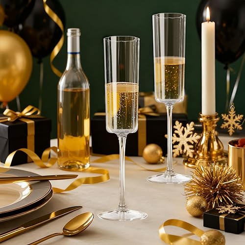 Miniatura 2 de Ciaell Paquete de 24 copas de champán de plástico, copas de plástico onduladas de champán de 6 onzas, flautas desechables vintage resistentes para