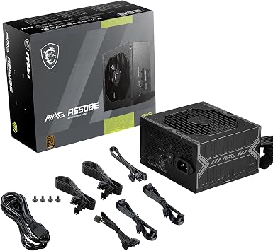 MSI MAG A650BE, Semi-Modular Compact 650W ATX Power Supply, 80+ Bronze, Low-Noise Fan, Active PFC Design, (Pack of 6)