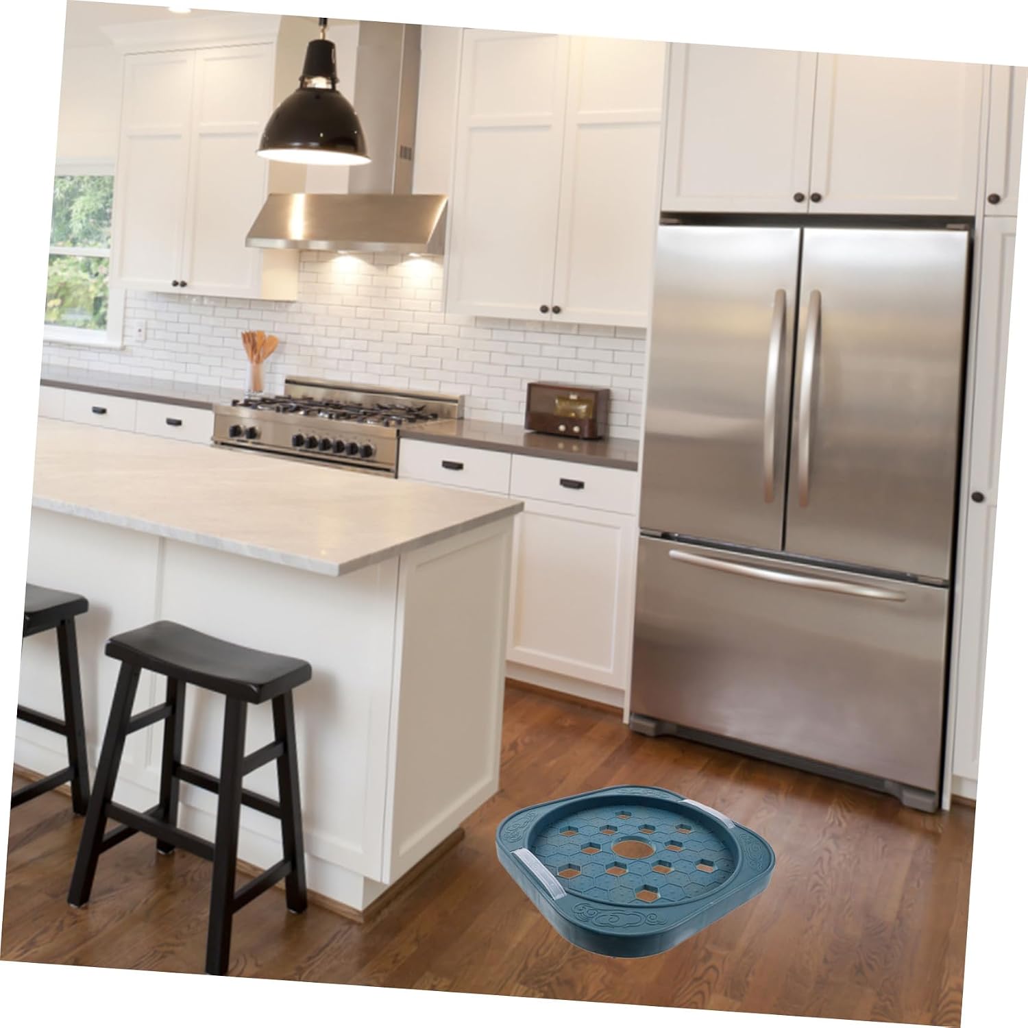 Movable Gas Tank Holder Tray with Wheels Kitchen Propane Cylinder Stand Easy Clean Gas Cylinder Base for Safe Storage and Floor Protection