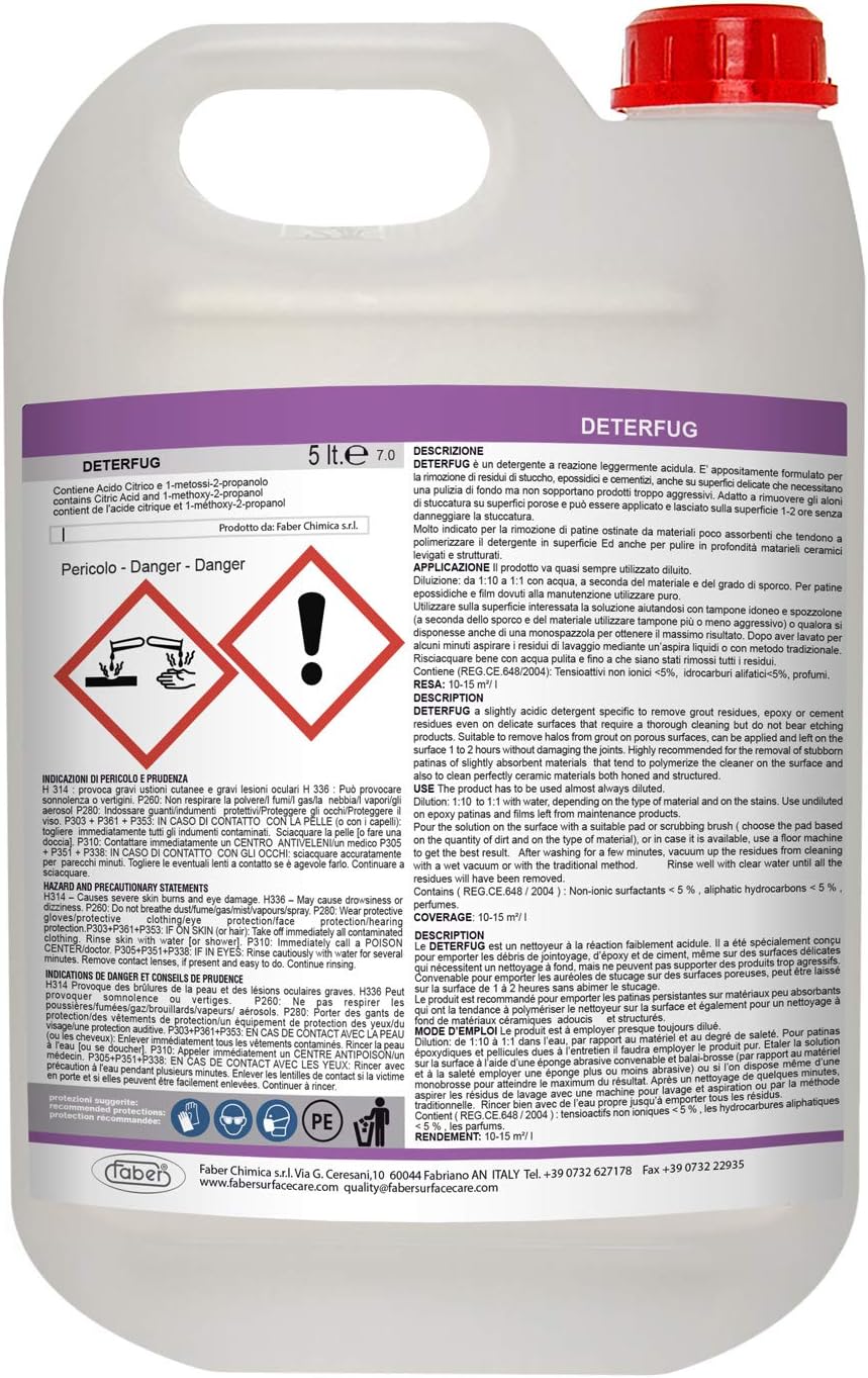 FABER DETERFUG Acidic Surface Cleaner (5L) for Textured and Porous Acid-Resistant Surfaces