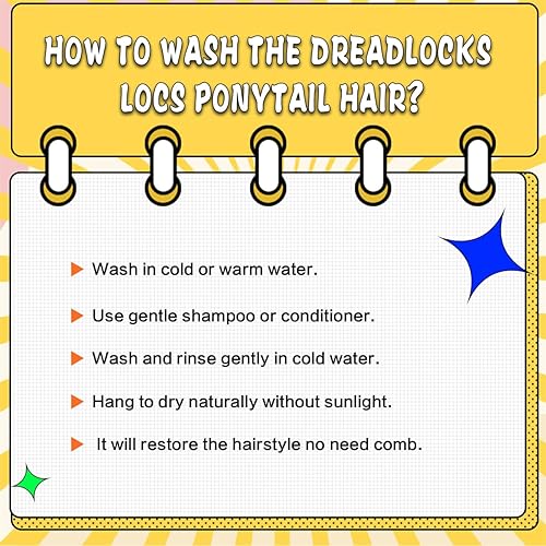 Miniatura 9 de DreadLocks Chignons - Cola de caballo con cordón alto y cordón para coleta, extensiones de pelo sintético con clip para mujeres negras (8 pulgadas,