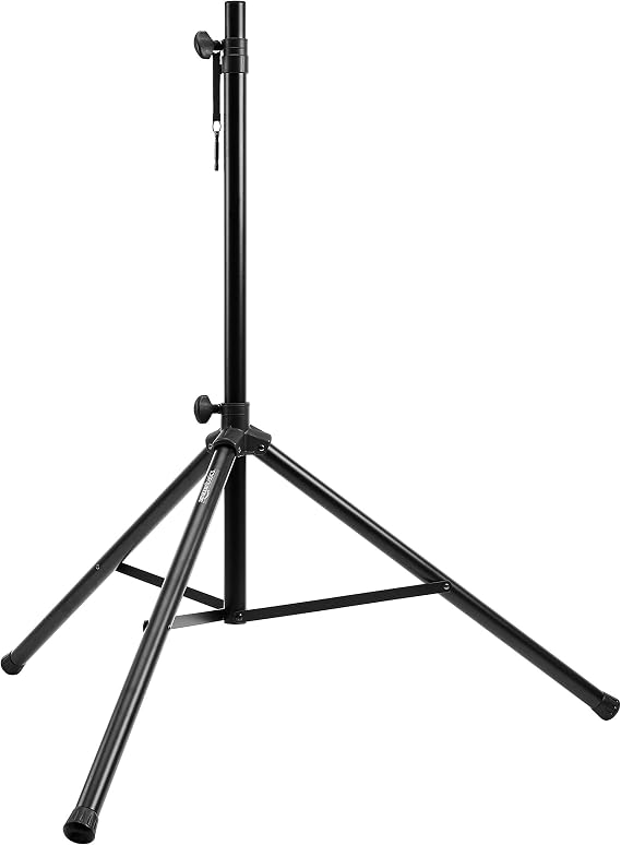 Amazon Basics Adjustable Height Tripod Speaker Stand, Sturdy Steel, Holds up to 99.2 lbs, 52 to 73, Black