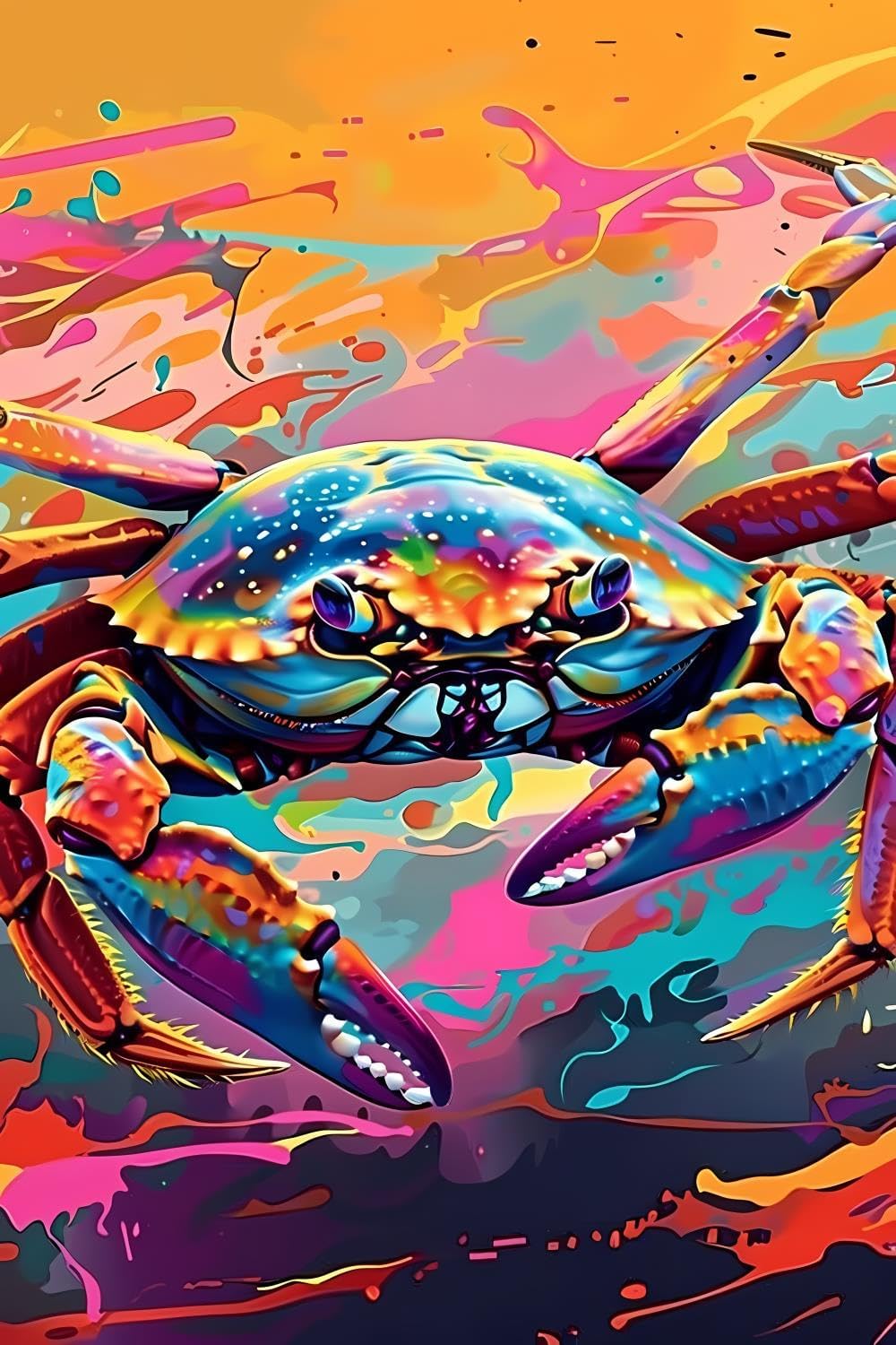 JOEAUEN 5D Diamond Painting Kits for Adults The Colorful and Cute Crab Diamond Art Kits DIY Full Round Drill Crab with Diamonds Gem Art Help Relieve Stress 20x30 inch