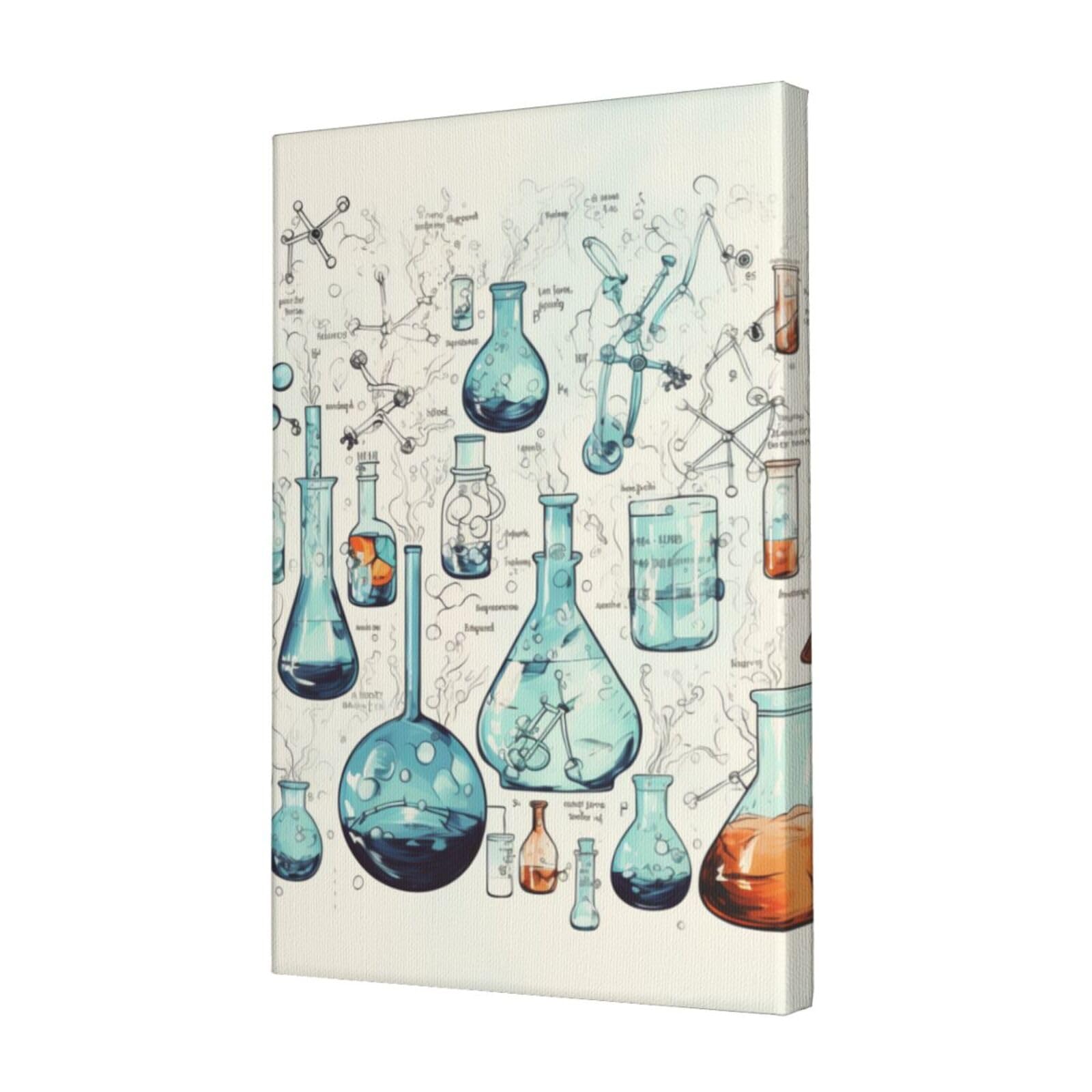 KLOPH Chemistry Print Canvas Wall Art for Living Room 12"x18" Modern Artwork Painting for Bathroom Hanging Canvas Prints Aesthetic Wallart for Bedroom Kitchen Office Wall Decor