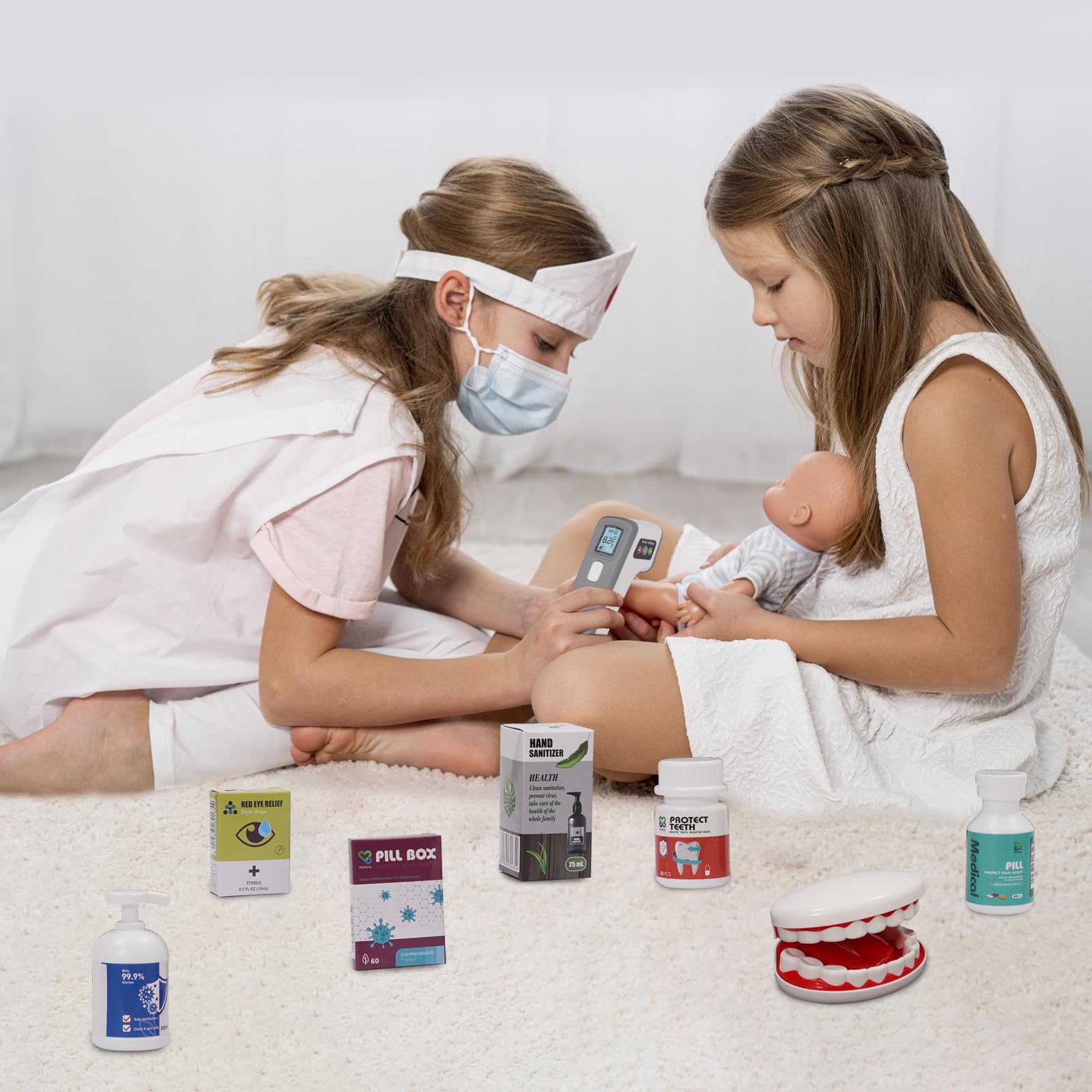 Set di 26 giocattoli medici per bambini, giocattolo dentista con luci, grafico occhi, termometro, stetoscopio, gioco di ruolo per bambini