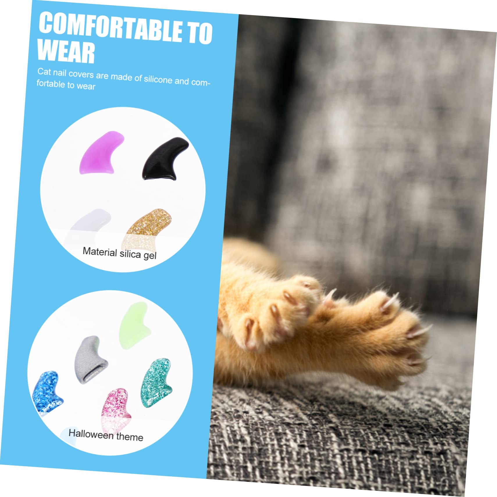 Angoily 30 Juegos De Kit De Uñas para Gatos Pegamento para Ropa Tapas Protectoras para Uñas Protectores De Garras De Gato para Gatitos Tapas De Uñas De Silicona para Gatos Cuidado De