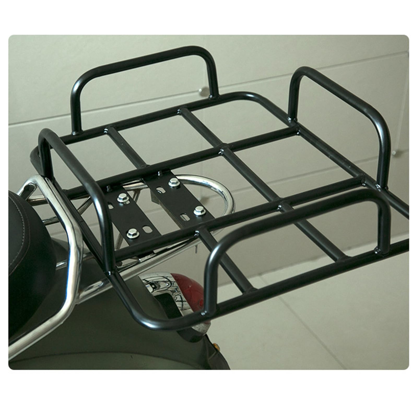 Food Delivery Box Rack Rear Grille Universal Motorcycle Rear Rack Extension 80kg Loading Seamless Steel Tube for Motorcycle Electric Bicycle(52/42-Type 1)