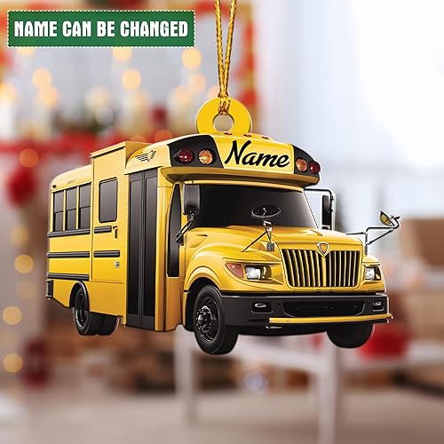 Vista 14 de HomeDesign Adorno personalizado de autobús escolar 2022 – Adornos de conductor de autobús escolar, adornos amarillos para conductor de autobús