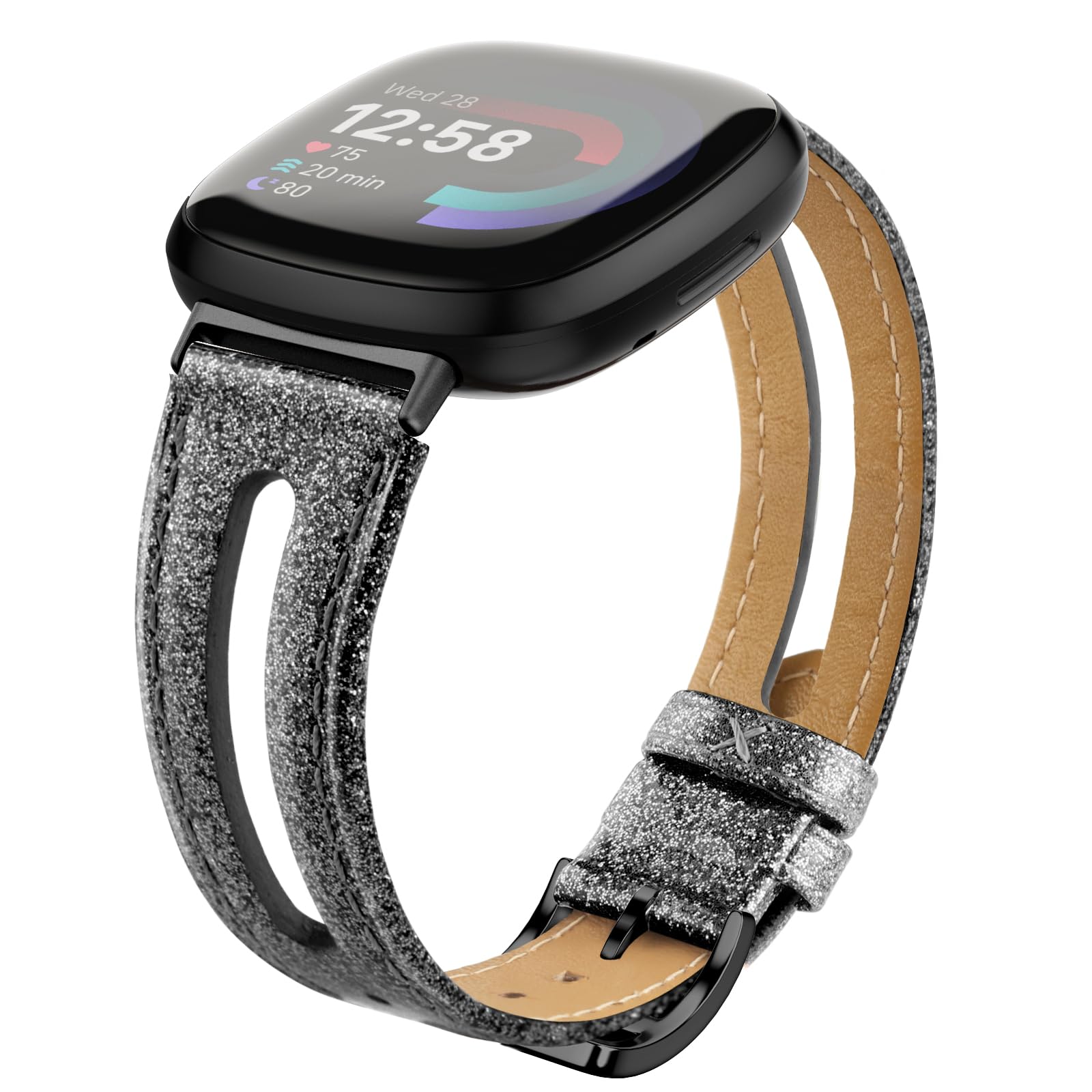 Tuocal Lederarmband kompatibel mit Fitbit Charge 3 / Fitbit