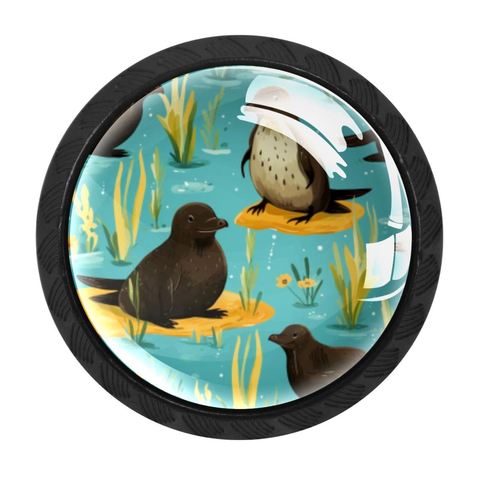 CHENZZZZ Platypus Duckbill Drawer Knobs Pull Handle Crystal Glass Circle Shape Cabinet Drawer Pulls Cupboard Knobs with Screws for Kitchen Cupboard Dresser Wardrobe etc