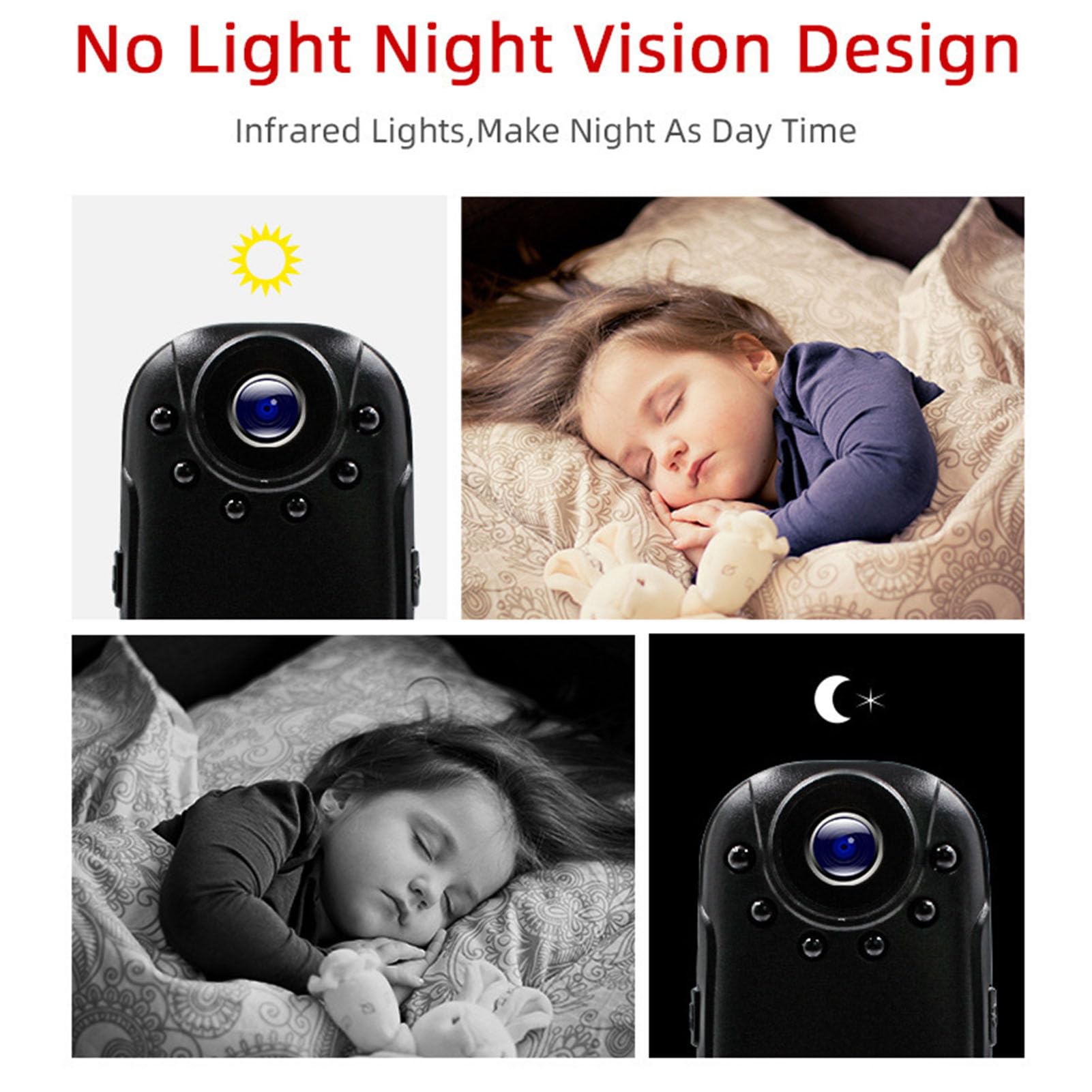 Body Cam, 1080P Clip Wearable Body Camcorder Night Versatile for Study Record (128GB)