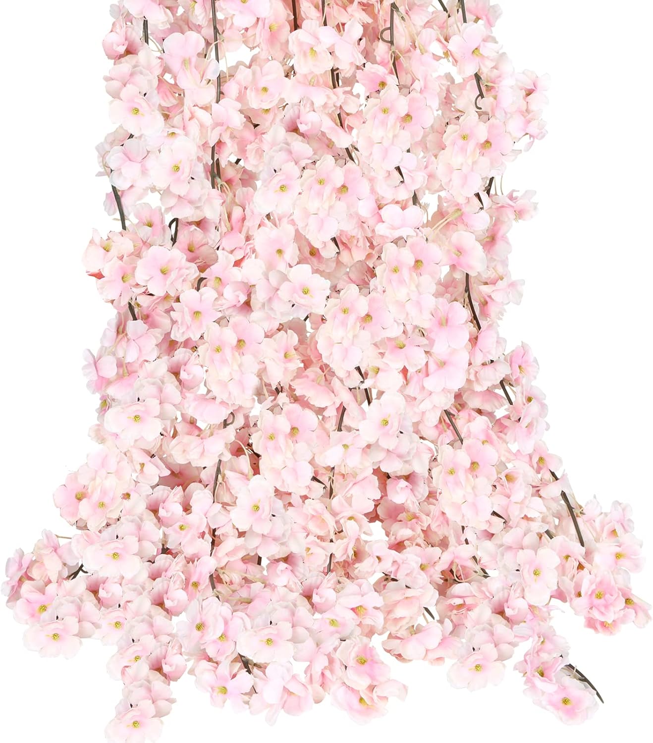 CEWOR 2pcs 11.8 Ft Fake Cherry Blossom Garlands Artificial Flower Vines Silk Hanging Flowers for Wedding Party Backdrop Room Wall Decor Japanese Kawaii Decor Indoor Outdoor 2pcak