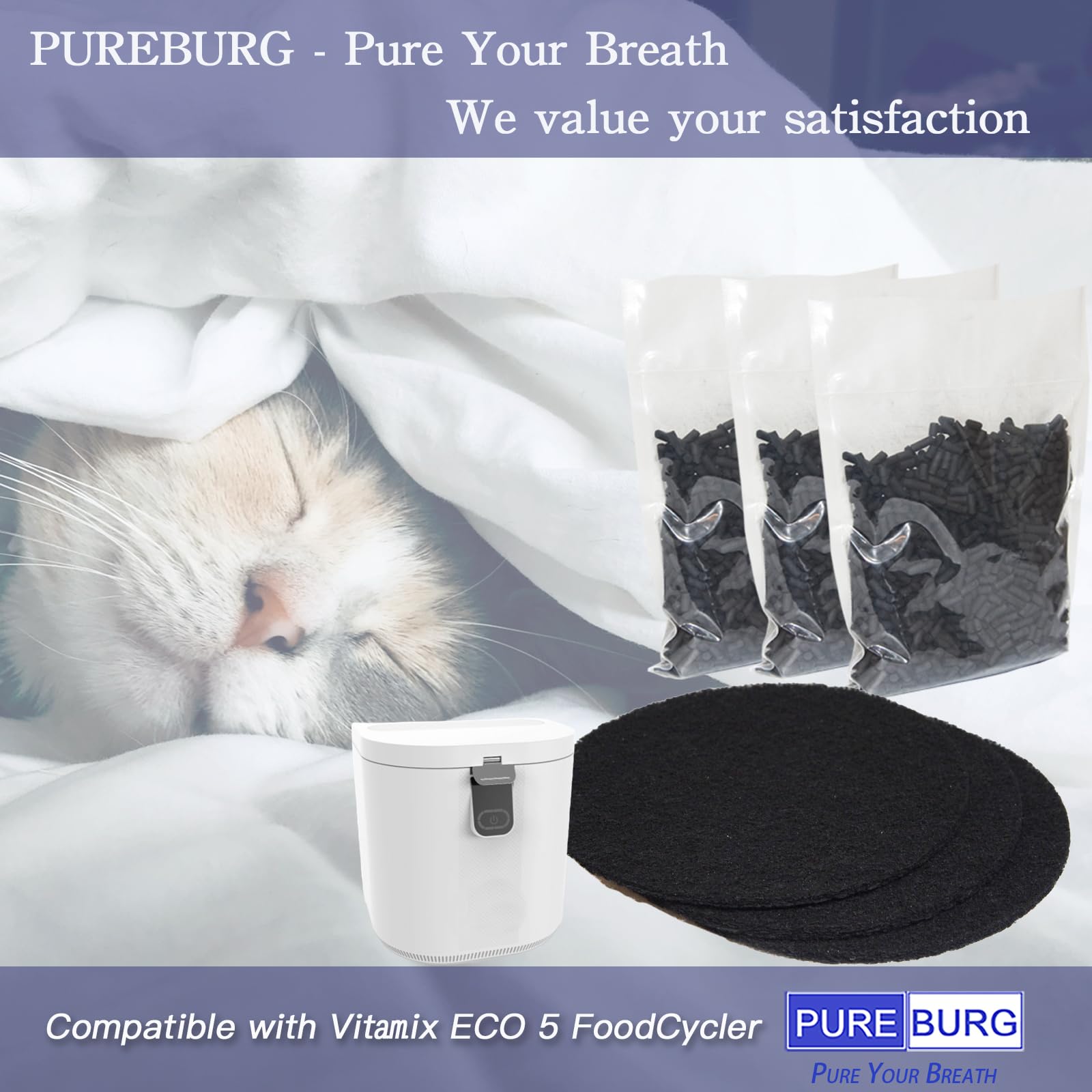 Paquete De 12 Filtros De Carbón Activado PUREBURG – Compatibles Con Cubos De Basura Joseph Joseph IntelligentWaste, Eliminan Olores Y COVs