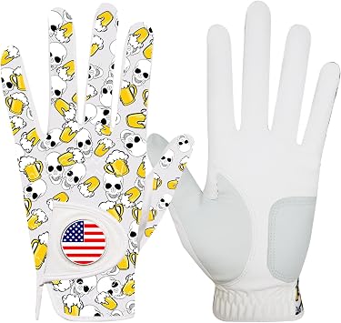 FINGER TEN Stylish Golf Gloves Men with Ball Marker | Modern Patterns, Breathable Lightweight Feel for Left Right Hand, Soft Comfortable Design, Durable Flexible Grip Performance