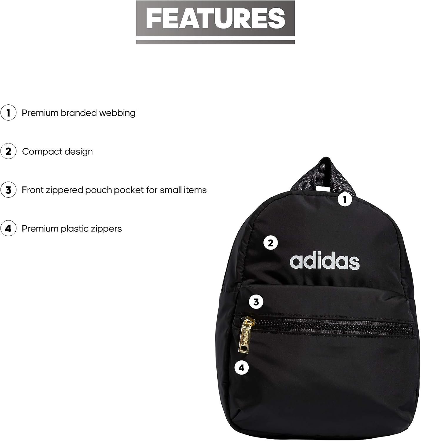adidas Women's Linear 2 Mini Backpack Small Travel Bag, Black/Gold Metallic, One Size : Clothing, Shoes & Jewelry