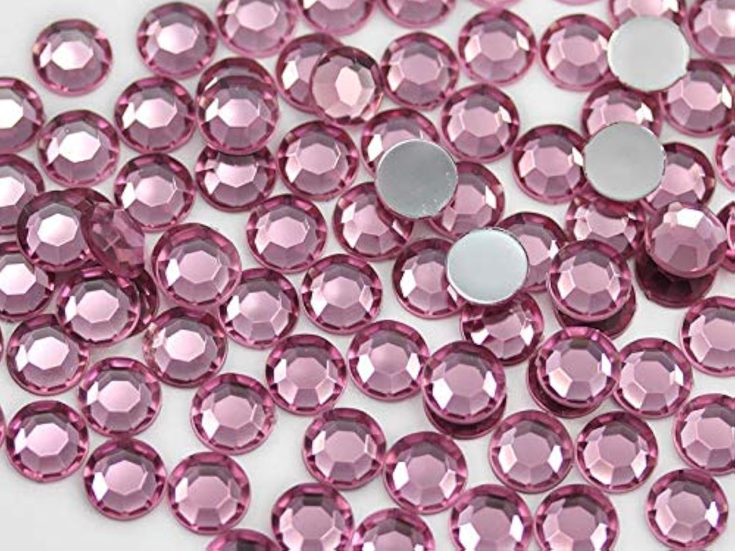 Allstarco 1000PCS 7mm SS34 Rose Lite .RS72 Acrylic Flat Back Rhinestones for Jewelry Making and Face Painting Card Making Embelishments Plastic Gems