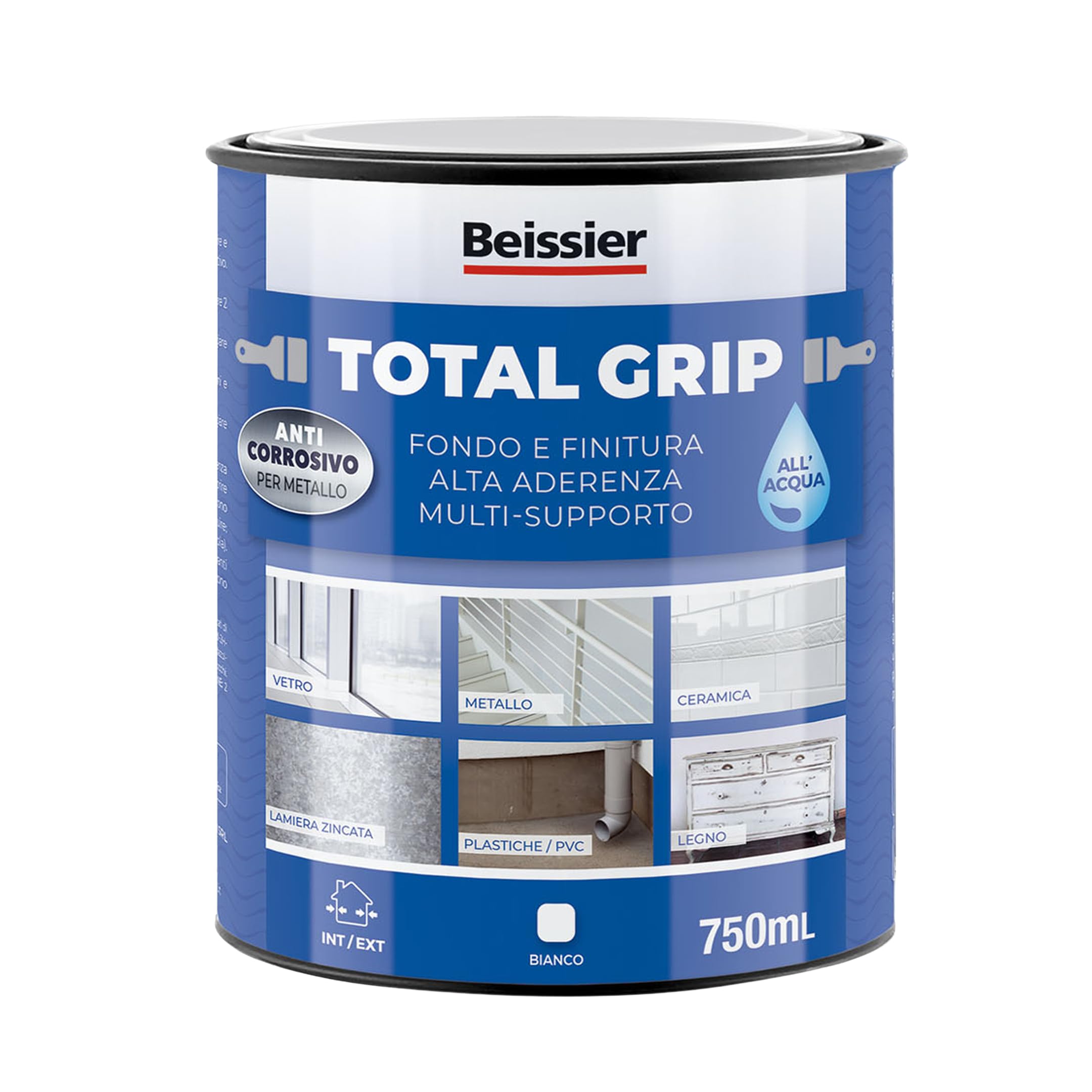 Smalto multisuperficie per piastrelle e mobili – Aguaplast TOTAL GRIP fondo vernice per ceramica, legno, metallo e plastica – copri macchie e primer formato 750 ml
