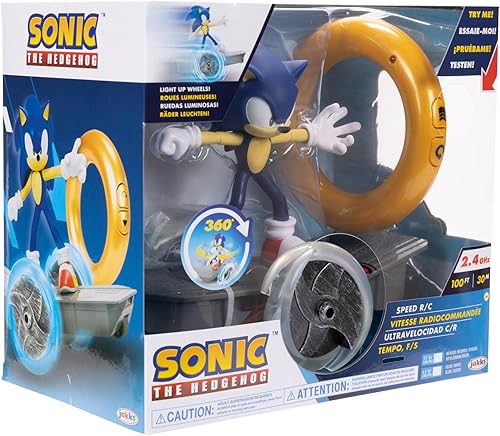 Miniatura 6 de Sonic The Hedgehog Speed RC - Vehículo de patineta con controlador de anillo dorado, ruedas iluminadas y 360 giros, modo Turbo para impulso extra,