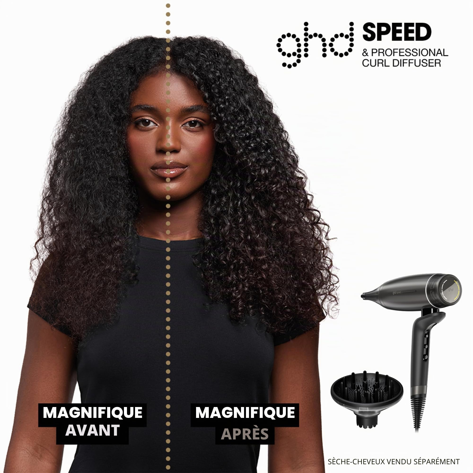 ghd - Diffuseur Cheveux Bouclés pour Seche cheveux - Embout diffuseur pour sèche-cheveux ghd Speed - Définition des boucles & Volume - Séchage professionnel sans frisottis