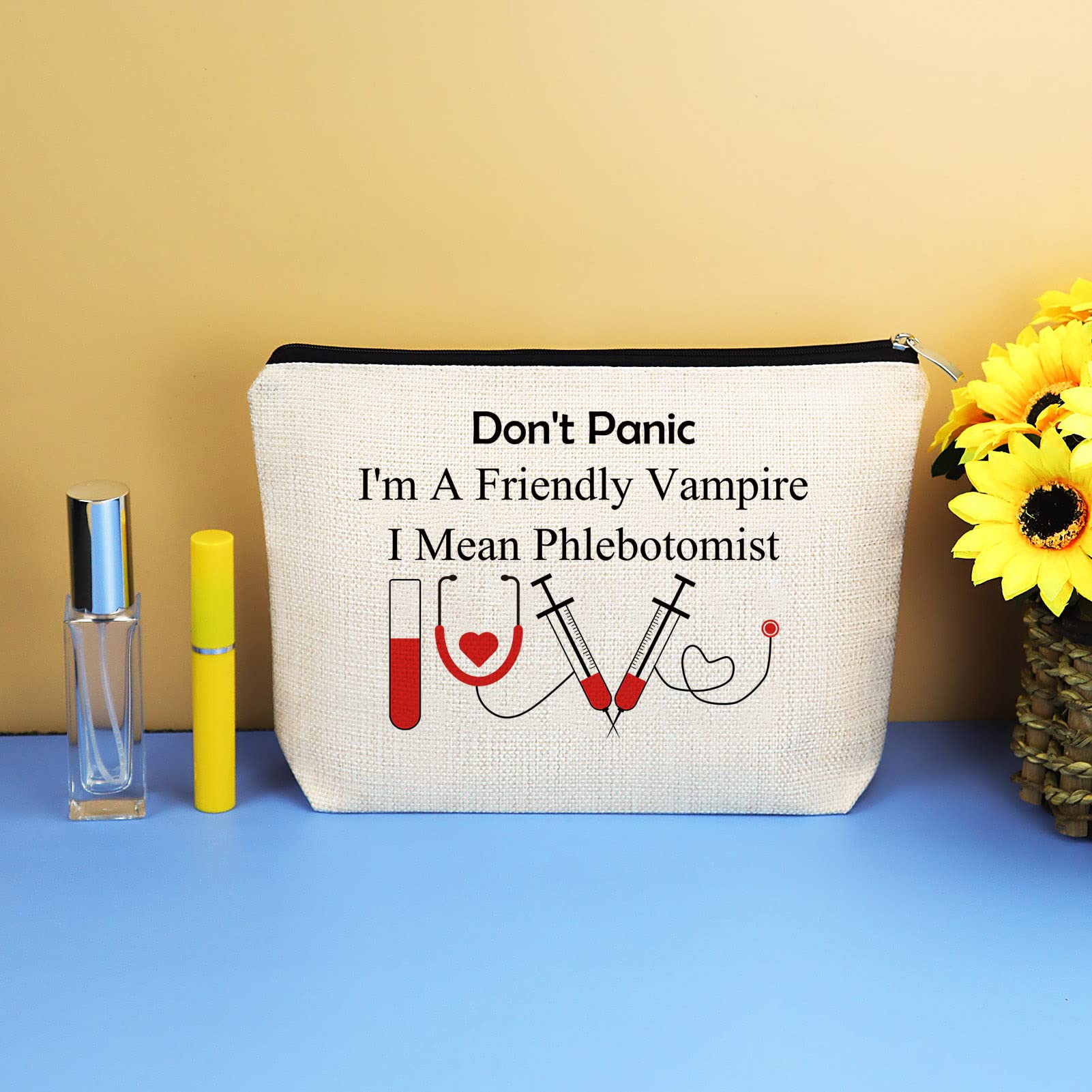 Funny Nurses Makeup Bag Gift Phlebotomist Gifts Phlebotomy Technician Phlebotomist Nurse Gifts Cosmetic Bag Pouch for Women Nurses' Day Birthday Gift for Technician Hematologist Medical Technologist