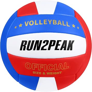 RUN2PEAK Soft Volleyball Ball Official Size 5 Volleyballs for Indoor Outdoor Beach Pool Game Play for Teen Beginner Recreational Team Professional PU Leather Training Practice Volley Balls