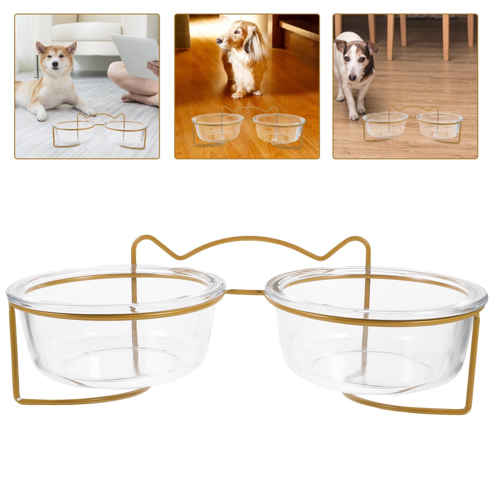 Kisangel Gamelle Surélevée pour Animaux De Compagnie Inclinée Verre pour Chat Et Chien Double Gamelle Haute pour Nourriture Et Eau