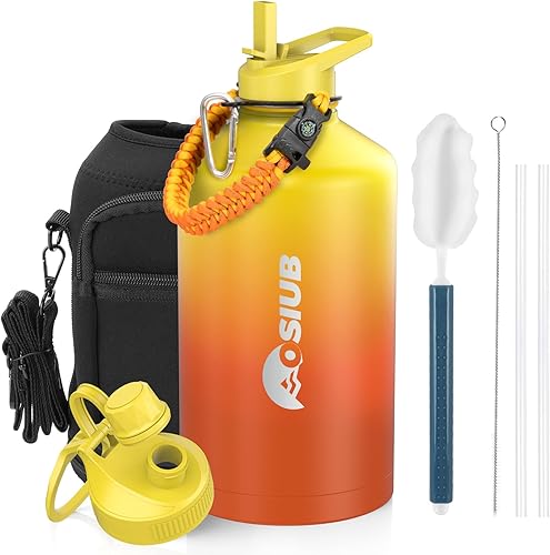 Miniatura 26 de Botella de agua aislada OSIUB 32 oz, de acero inoxidable de triple pared al vacío (fría durante 48 horas), a prueba de fugas y sin BPA, botella de