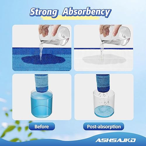 Miniatura 5 de Paquete de 4 almohadillas de repuesto de microfibra para limpieza de mopa – Compatible con mopas Bona Family, mopas secas y húmedas para mopas Bona