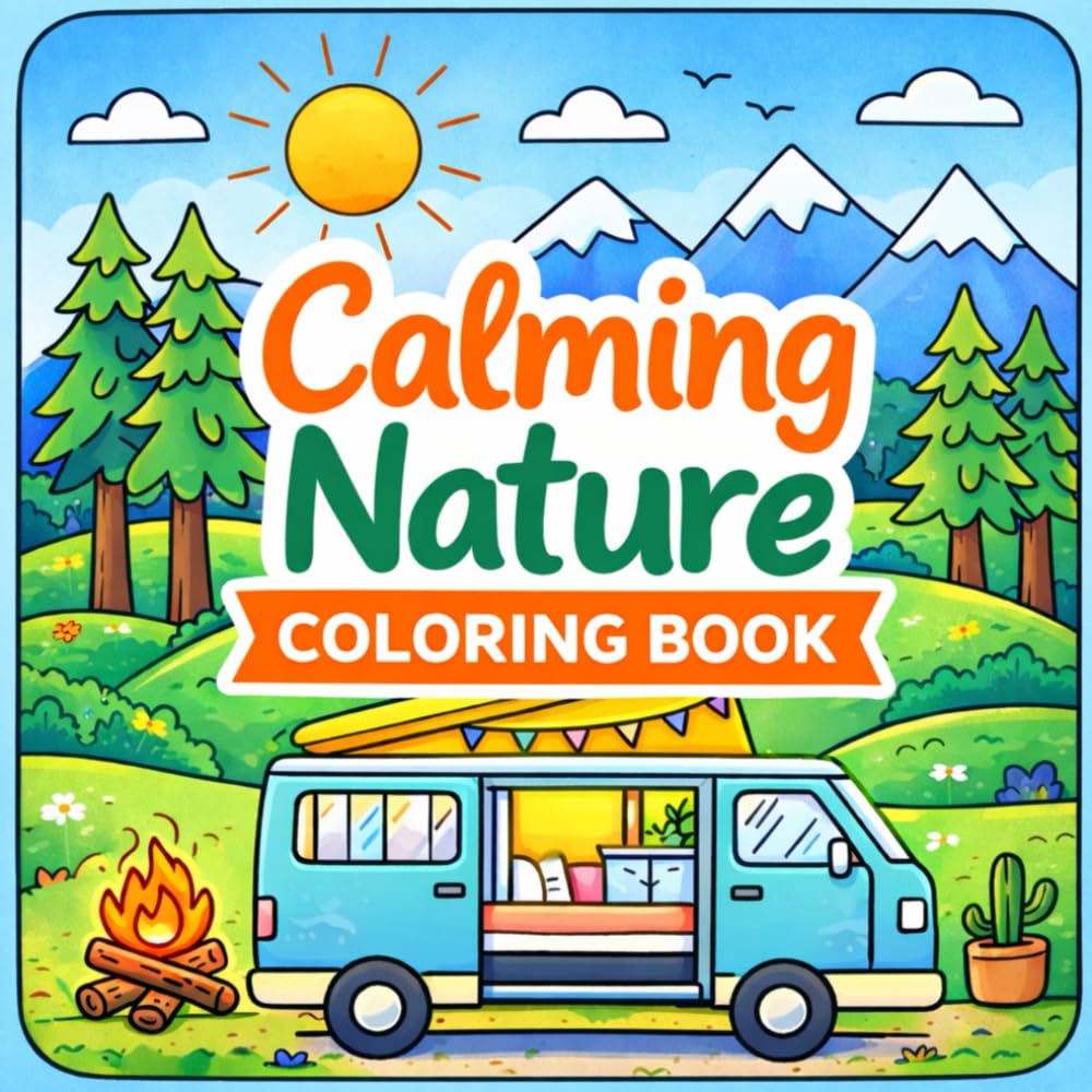 Calming Nature Coloring Book: 40 Relaxing Landscape Coloring Pages for Stress Relief