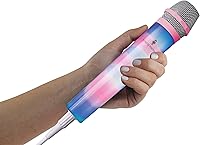 Vista 1 de Singing Machine SMM225P Micrófono de karaoke unidireccional con cable con luces LED de discoteca, color rosa