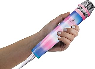 Singing Machine SMM225P Unidirectional Wired Karaoke Microphone with LED Disco Lights, Pink