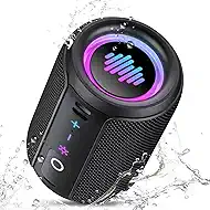 Portable Bluetooth Speaker with Lights, Bluetooth 5.4 Speaker, Powerful Crystal Clear Sound,All Day Playtime,15W Loud Stereo Sound, IPX7 Waterproof,TWS pairing for Outdoor/Home/Party/Travel,Gift Ideas
