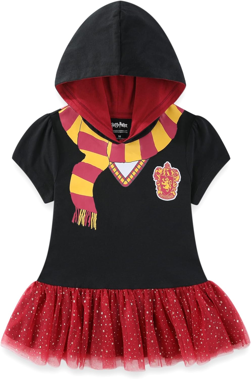 Harry Potter Gryffindor Girls Cosplay Hooded Shirt with Tulle and Legging Pants Set for Big Kids - Image 3