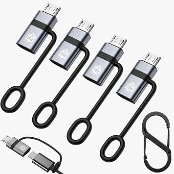 USB C to Micro USB Adapter 4 Pack,Type C Female to Micro USB Male Adapter,Suitable for Samsung Galaxy S6/S7 Edge,LG Nexus 4/5/6 and Many Other Devices Gray