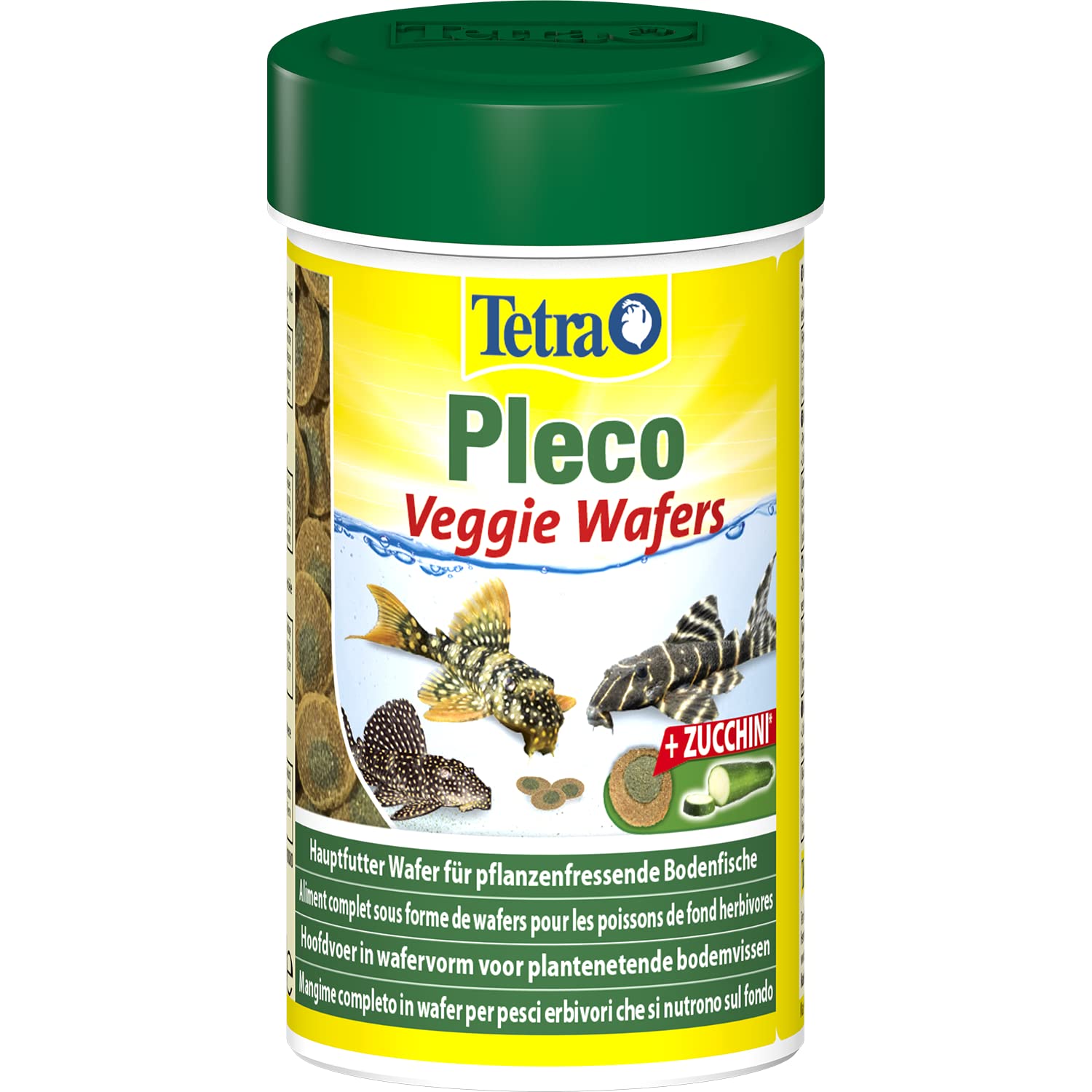 Tetra Pleco Veggie Wafers - Alimento para los peces de fondo herbívoros, con calabacín rico en minerales para mejorar la vitalidad, lata de 100 ml