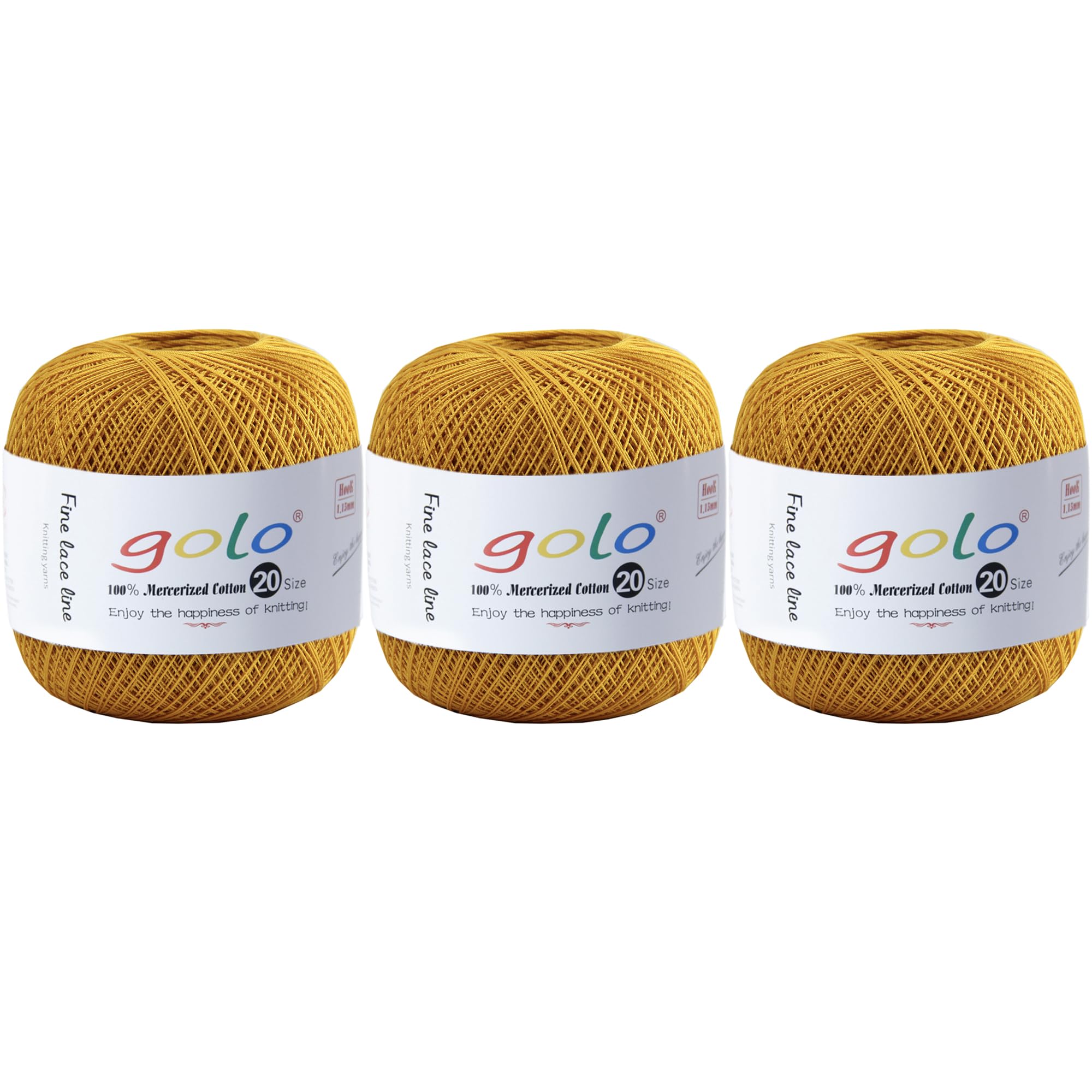golo 3 Balls Crochet Thread Size 20 Yarn for Hand Knitting Embroidery Thread 603-Gold โ image 1