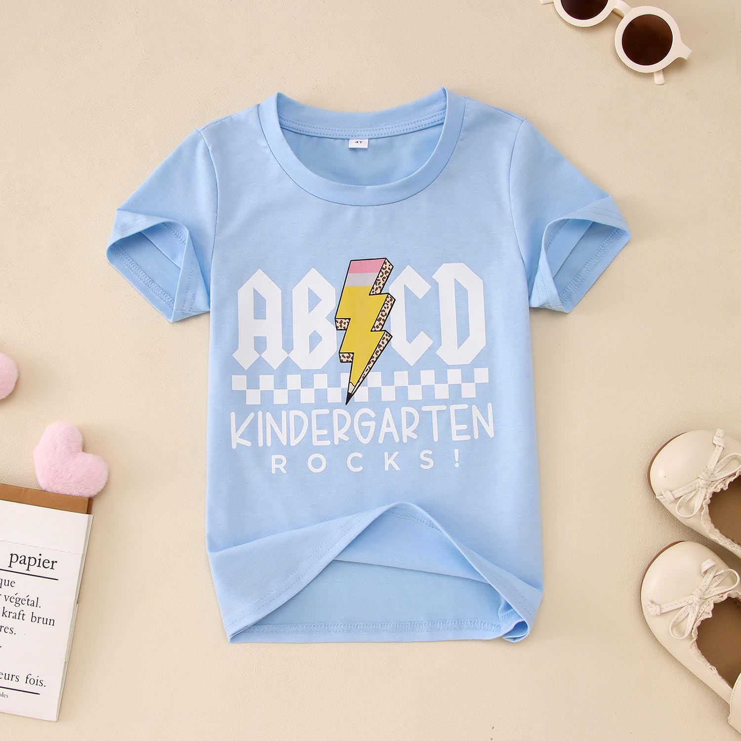 Ritatte Toddler Girl Kindergarten Shirt First Day of School T-Shirt Lightning Rocks Preschool Tees Back to School Outfit Tops