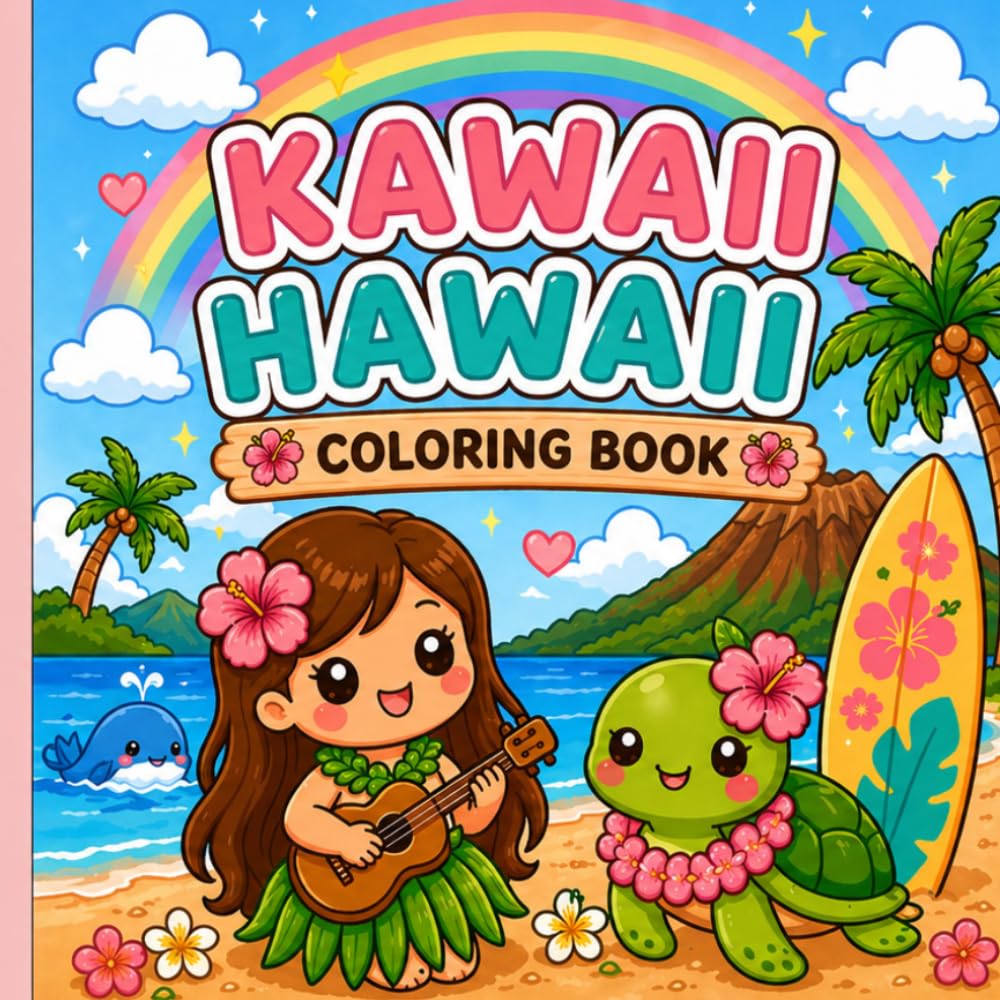 Kawaii hawaii: A cute tropical coloring book