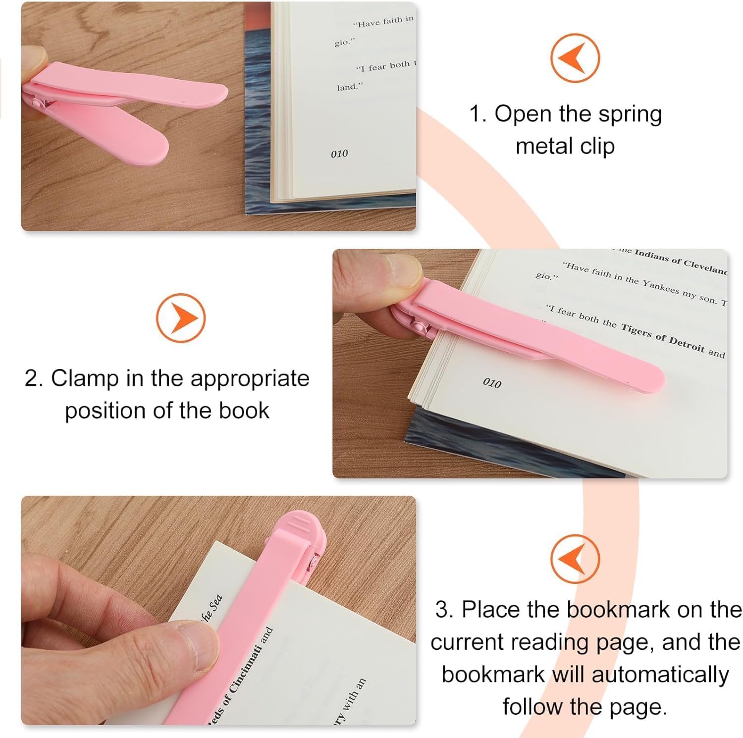 6pcs Automatic Bookmark, Stay in Place and Follow as You Read, Silicone Automatic Bookmark for Reading Women, Men, Kids, Book Lovers, Cute Reading Accessories Gifts for Book Lovers - Image 4