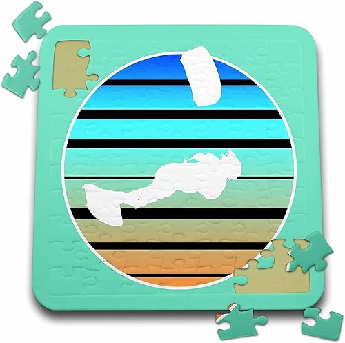 3dRose Lets Fly A Kite White Silhouette Kitesurf Retro Vector Art - Puzzles (pzl_353301_2)