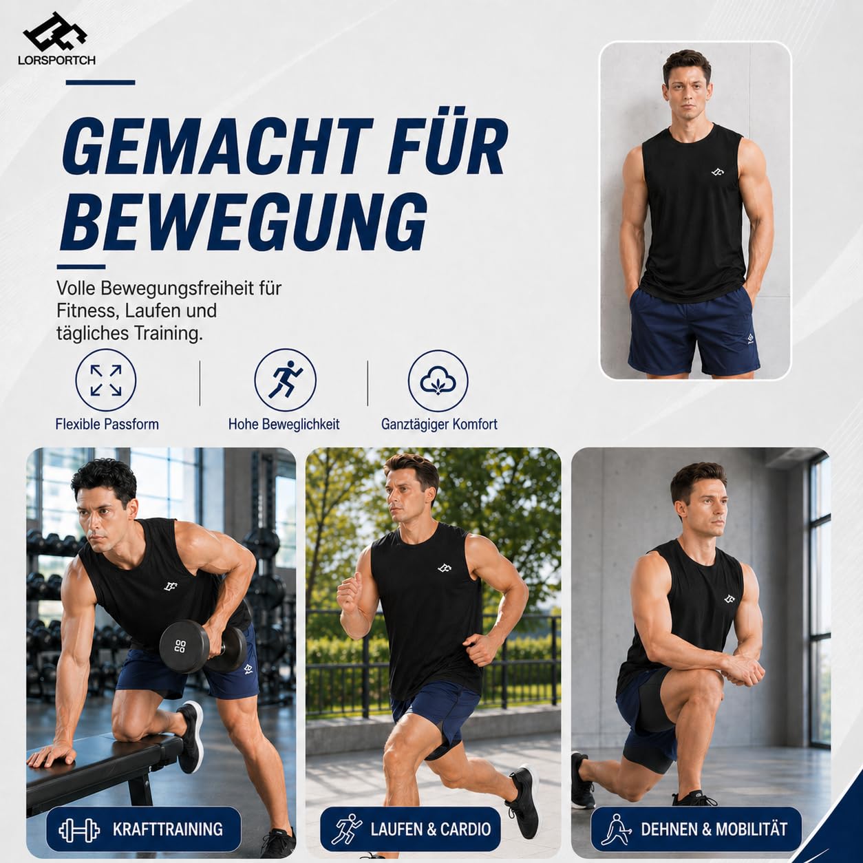 Herren Tank Tops Schnelltrocknend Gym Muscle Tees Fitness Laufweste Bodybuilding Ärmelloses T-Shirt