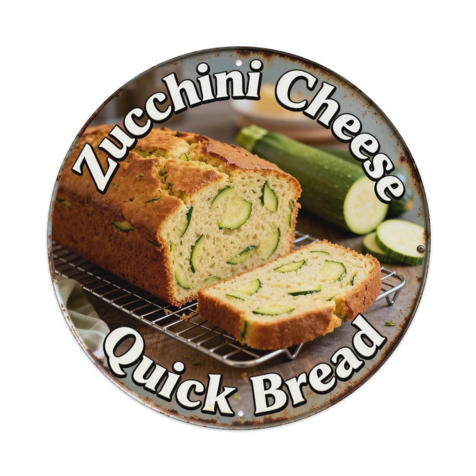 Zucchini Cheese Quick Bread Metal Tin Sign Plaque