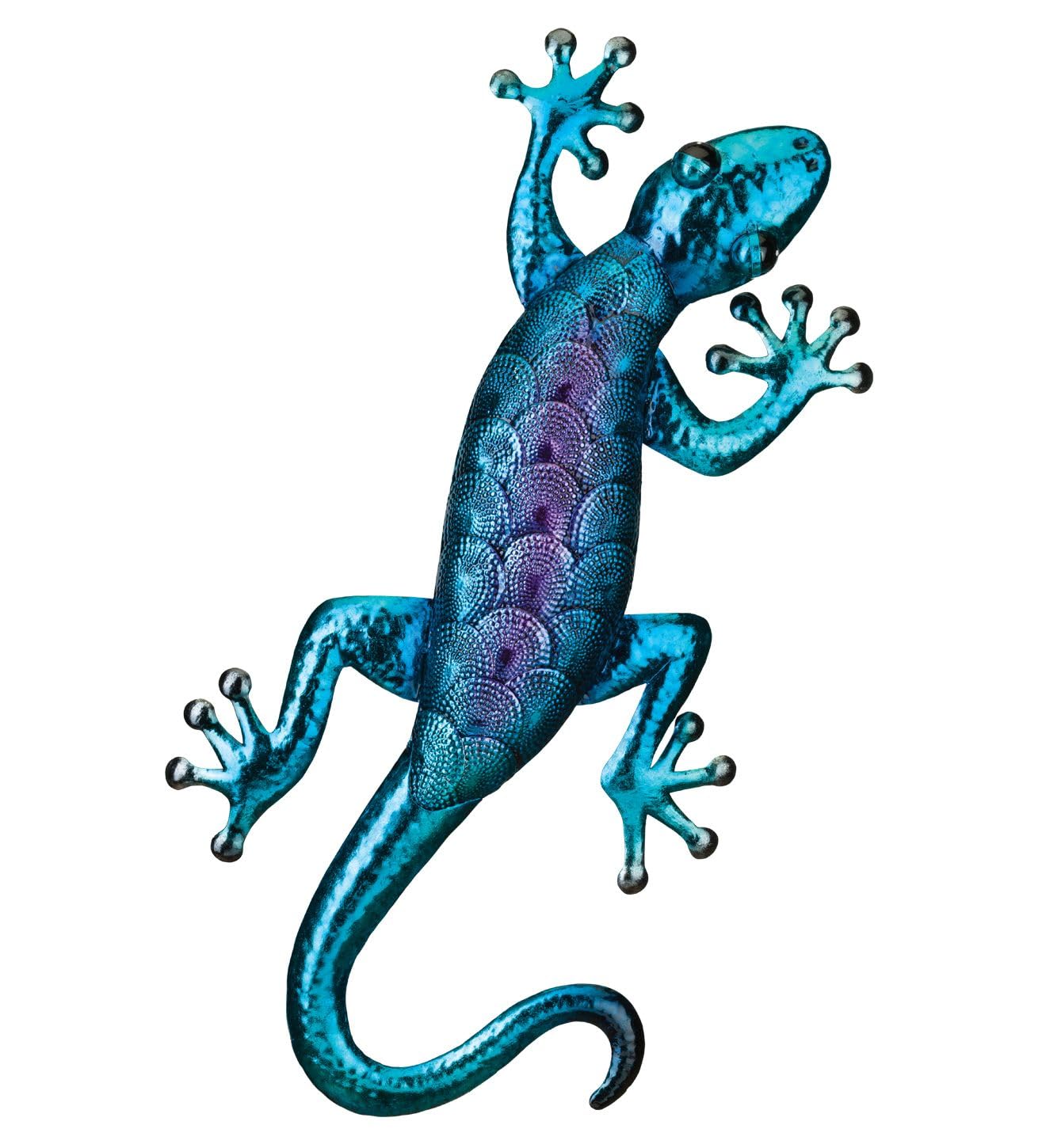 Regal Art & Gift Gecko Wall Décor 22.25-Inch, Vibrant Hand-Painted Lizard Wall Art for Indoor/Outdoor Living Room, Patio & Garden Decoration, Blue/Green, 11.25”L x 1.5”W x 22.25”H