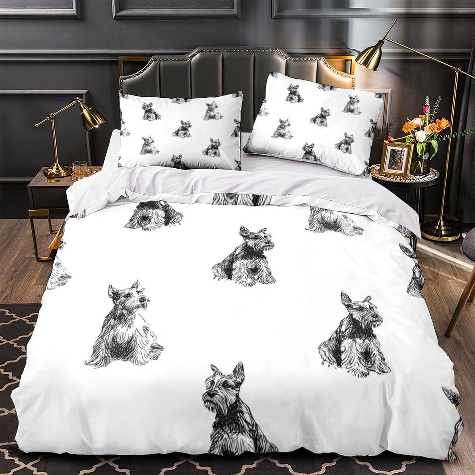 Housse de couette Schnauzer 140x200cm, le cadeau idéal pour amoureux des chiens