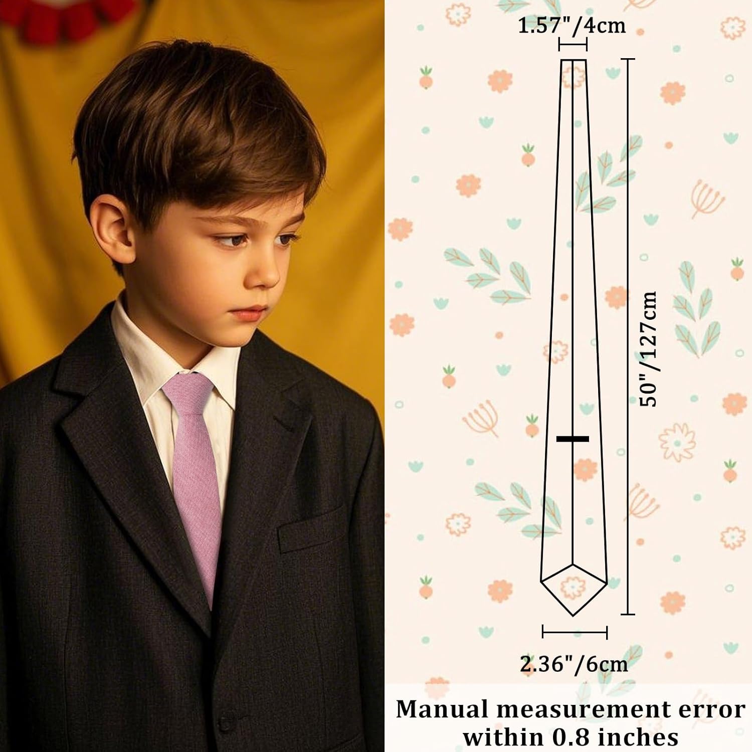 Boys Tie Self-tied Cotton Ties for Boys, Solid Color Kids Tie for School Uniforms Graduations Parties Daily Wear - Image 2
