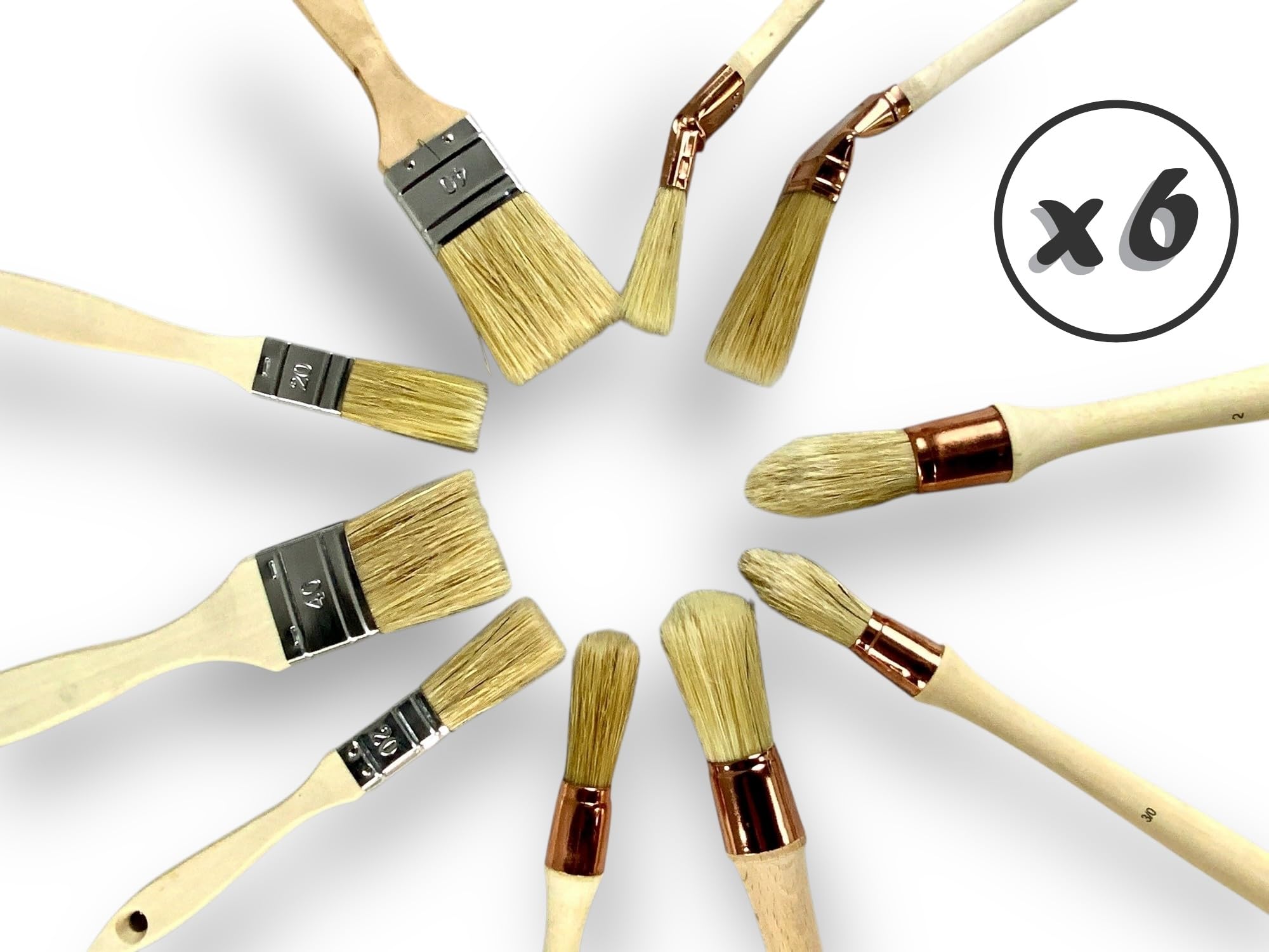 Lot de 60 Pinceaux de Peinture | Pinceaux Plats, Radiateurs, Pouce et Rechampir | 20/40 mm | Set Complet pour Travaux, Rénovation, Bricolage, Acrylique, Vernis et Enduits | PINC60