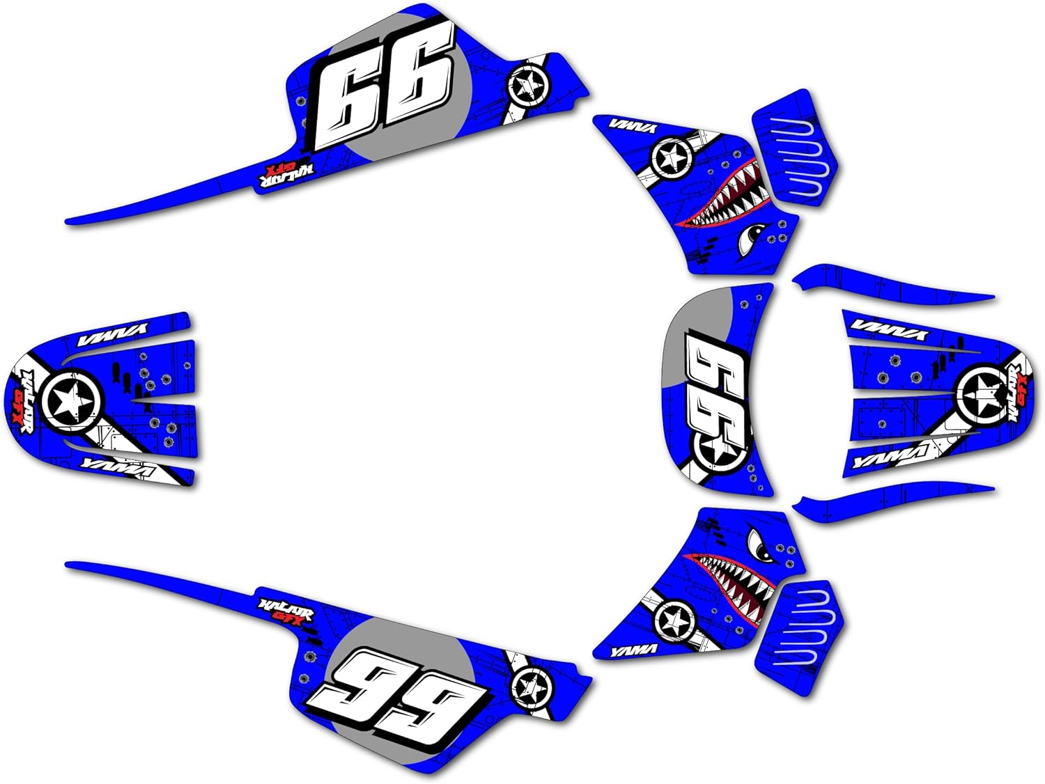 Graphics Kit for Yamaha PW50 (1980-2023) Predator Series Blue 21 Mil-Dirt bike Custom Racing Graphics Decals Stickers Kit, no-plastics