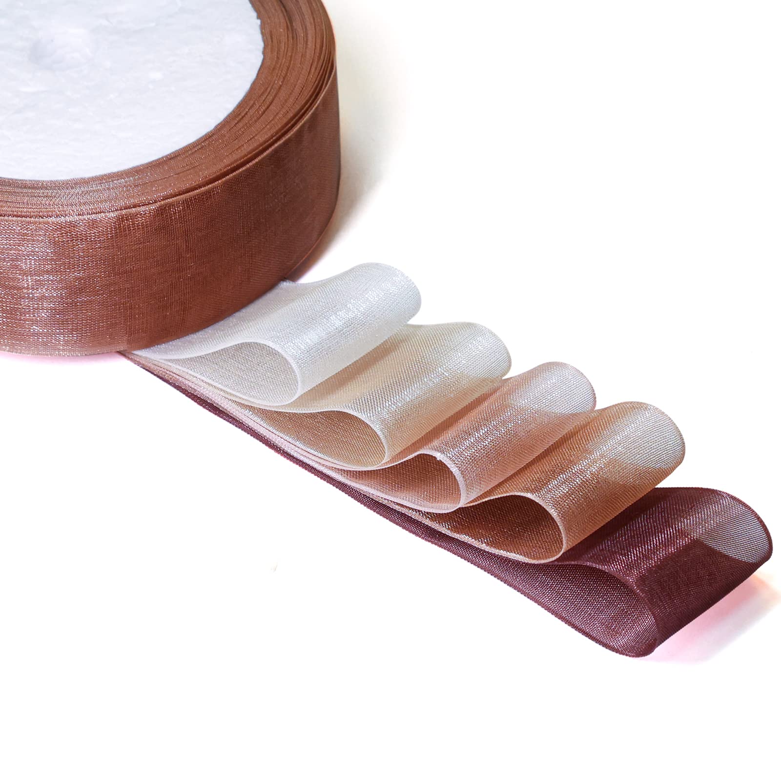 Egofine 5 Rolls Sheer Chiffon Ribbon, Organza Ribbon Transparent for Making Bows Bouquet, Gift Wrapping,Wedding (1 Inch - Image 2