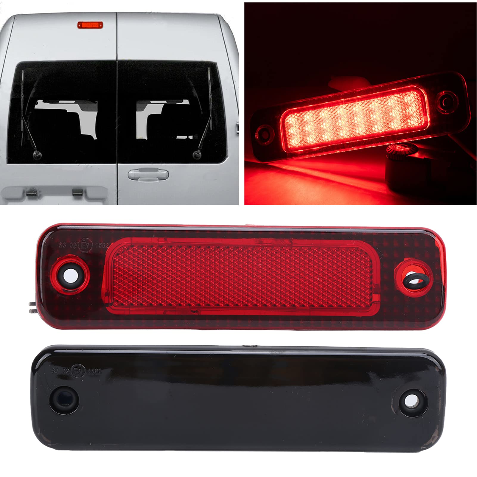 LED High Mount 3rd Brake Light Tail Lamp 5128002 Replacement Fit for Ford Transit MK7 2006‑2014(Red), default
